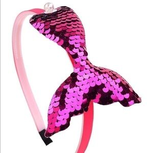 Headband. Pink sequins. Mermaid tail pearl accent